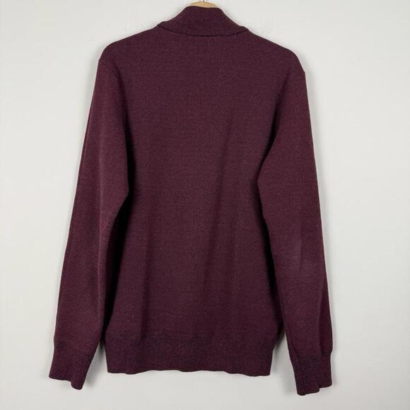 Robert Graham Burgundy Quarter Zip Sweater Contrast Lining Size L Cotton Casual - Picture 3 of 7